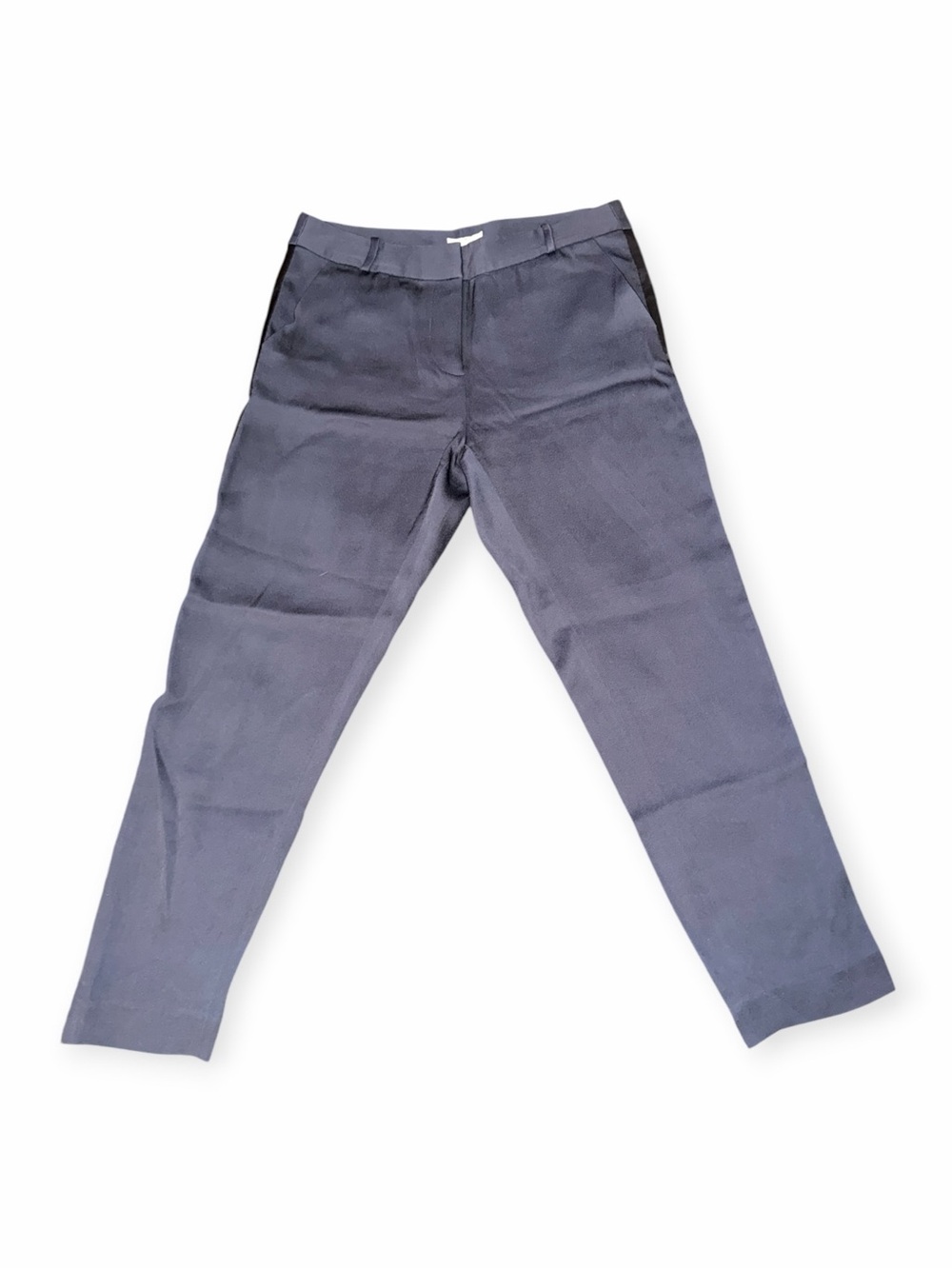 Kate Spade New York Satin Tuxedo Stripe Tailored Ankle Pants Navy Size 2